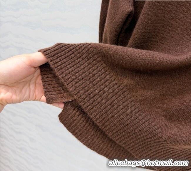 Buy Fashionable Prada Cashmere Short-sleeved Sweater P090713 Dark Brown 2026