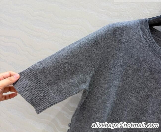 New Fashion Prada Cashmere Short-sleeved Sweater P090712 Grey 2026