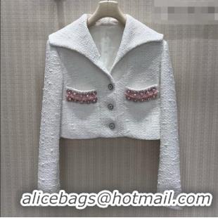 Luxury Cheap Chanel Short Tweed Jacket CH090746 White 2026