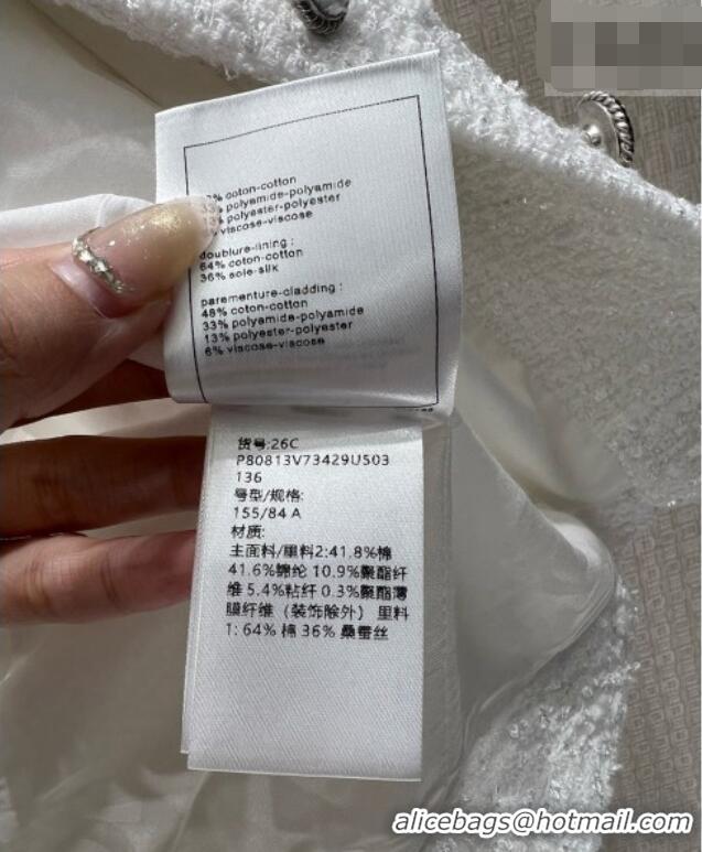 Luxury Cheap Chanel Short Tweed Jacket CH090746 White 2026