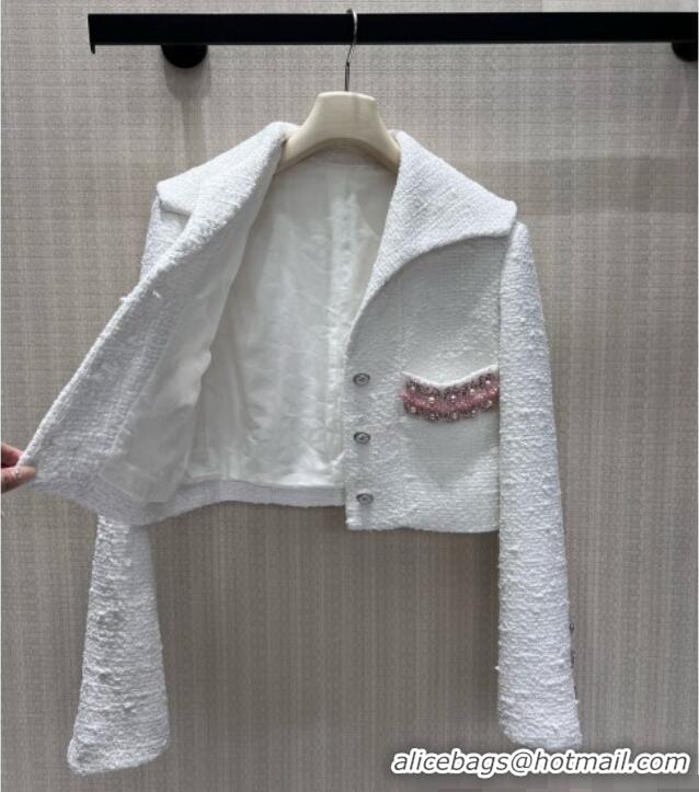 Luxury Cheap Chanel Short Tweed Jacket CH090746 White 2026