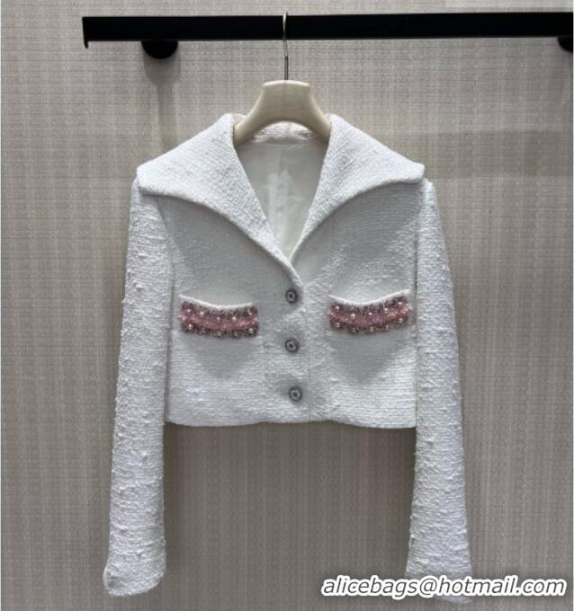 Luxury Cheap Chanel Short Tweed Jacket CH090746 White 2026
