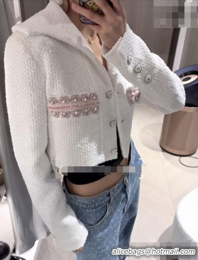 Luxury Cheap Chanel Short Tweed Jacket CH090746 White 2026