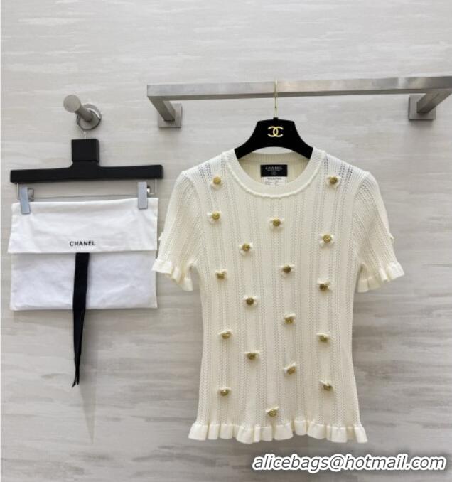 Good Inexpensive Chanel Knit T-shirt CH090810 Beige 2026