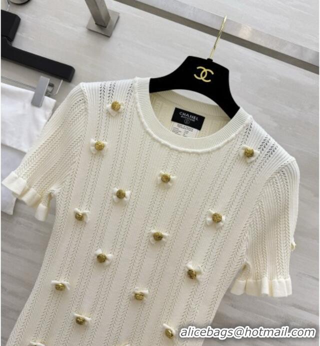 Good Inexpensive Chanel Knit T-shirt CH090810 Beige 2026