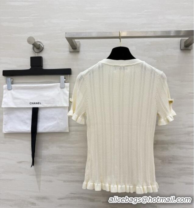 Good Inexpensive Chanel Knit T-shirt CH090810 Beige 2026