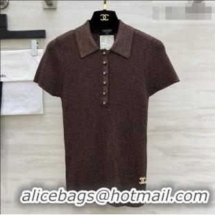 Famous Brand Chanel Knit Polo T-shirt CH090811 Brown 2026