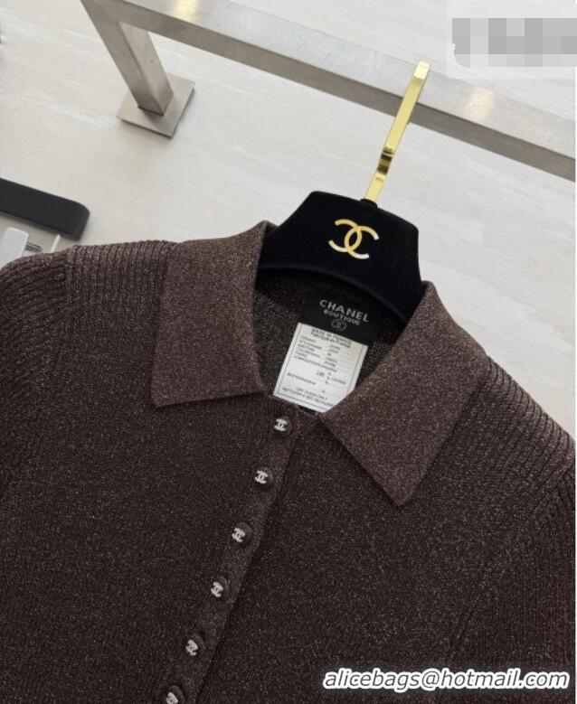 Famous Brand Chanel Knit Polo T-shirt CH090811 Brown 2026
