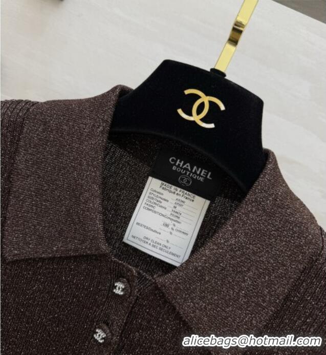 Famous Brand Chanel Knit Polo T-shirt CH090811 Brown 2026