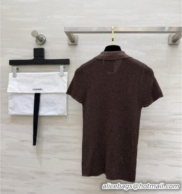 Famous Brand Chanel Knit Polo T-shirt CH090811 Brown 2026
