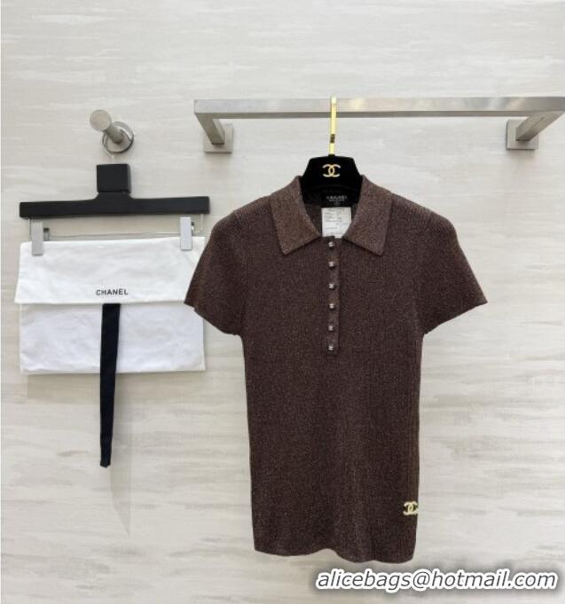 Famous Brand Chanel Knit Polo T-shirt CH090811 Brown 2026