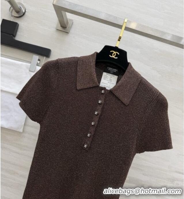 Famous Brand Chanel Knit Polo T-shirt CH090811 Brown 2026
