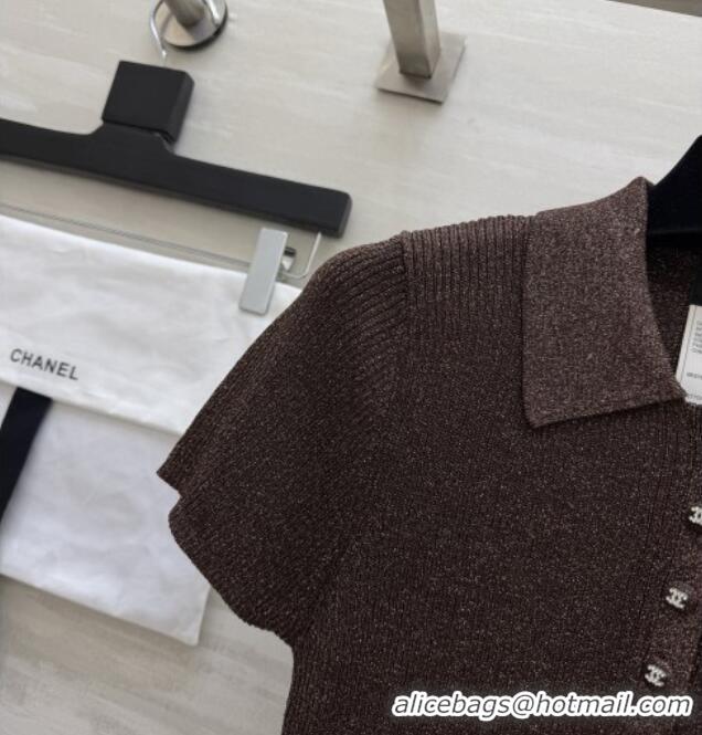 Famous Brand Chanel Knit Polo T-shirt CH090811 Brown 2026