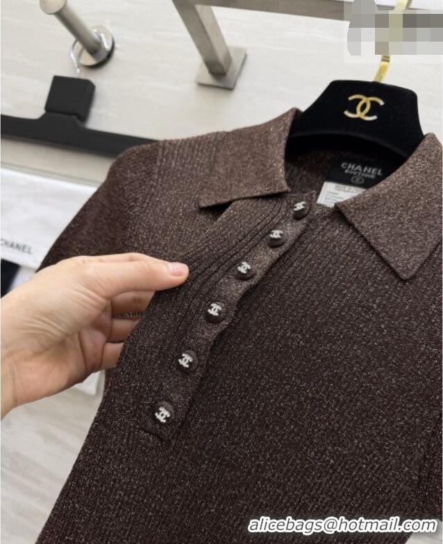 Famous Brand Chanel Knit Polo T-shirt CH090811 Brown 2026