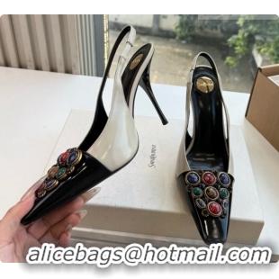Best Product Saint Laurent ICELAND Slingback Pumps in Smooth leather and Crystals Black/White 6091510 2026