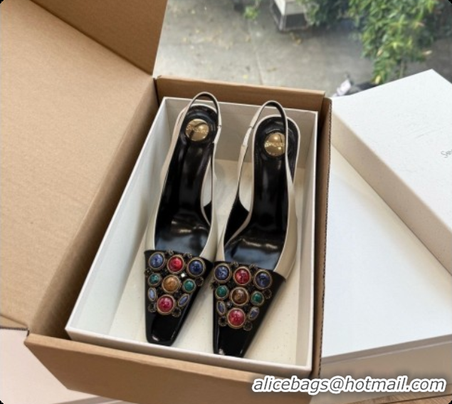 Best Product Saint Laurent ICELAND Slingback Pumps in Smooth leather and Crystals Black/White 6091510 2026