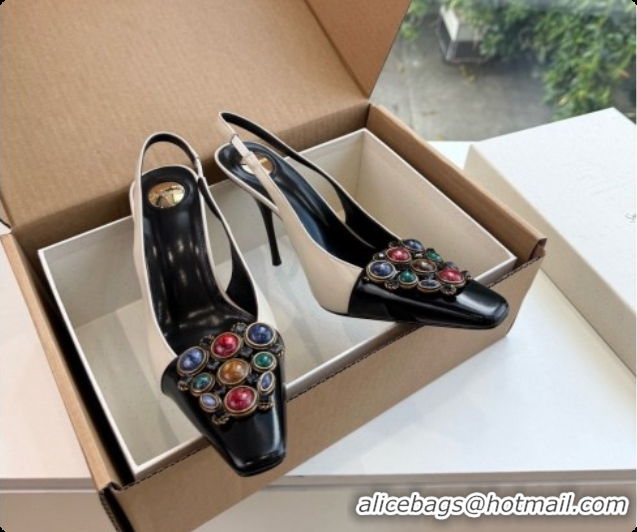 Best Product Saint Laurent ICELAND Slingback Pumps in Smooth leather and Crystals Black/White 6091510 2026