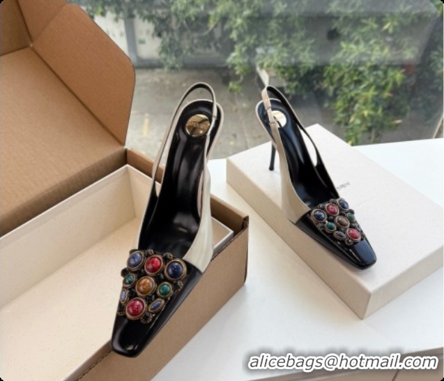 Best Product Saint Laurent ICELAND Slingback Pumps in Smooth leather and Crystals Black/White 6091510 2026