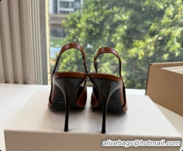 Best Price Saint Laurent ICELAND Slingback Pumps in Smooth leather and Crystals Brown 6091512 2026