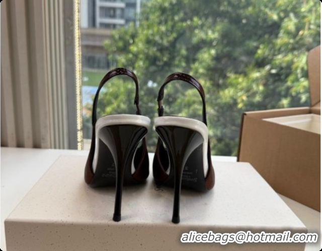Perfect Saint Laurent JAZZ slingback pumps in satin crepe and patent leather Chocolate/Black 6091515 2026