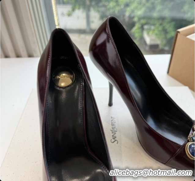 Affordable Price Saint Laurent ICELAND Pumps in Smooth leather and Crystals Dark Burgundy 6091516 2026