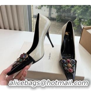 Reasonable Price Saint Laurent ICELAND Pumps in Smooth leather and Crystals Black/White 6091517 2026