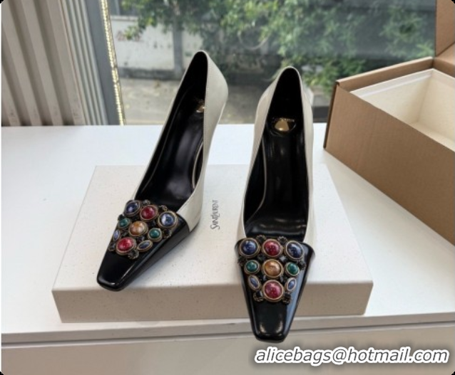 Reasonable Price Saint Laurent ICELAND Pumps in Smooth leather and Crystals Black/White 6091517 2026