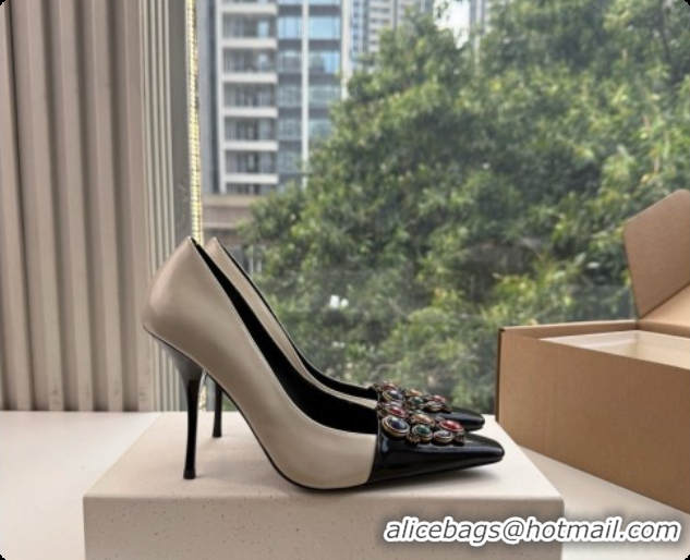 Reasonable Price Saint Laurent ICELAND Pumps in Smooth leather and Crystals Black/White 6091517 2026