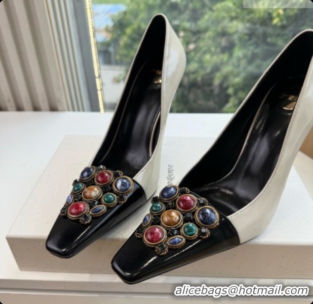 Reasonable Price Saint Laurent ICELAND Pumps in Smooth leather and Crystals Black/White 6091517 2026