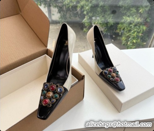 Reasonable Price Saint Laurent ICELAND Pumps in Smooth leather and Crystals Black/White 6091517 2026