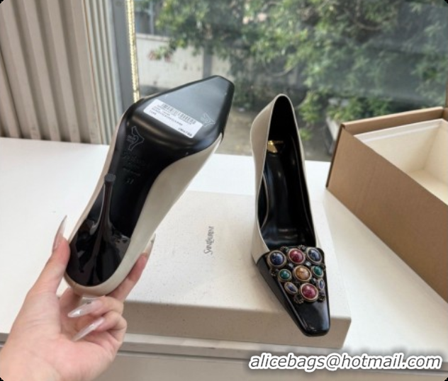 Reasonable Price Saint Laurent ICELAND Pumps in Smooth leather and Crystals Black/White 6091517 2026