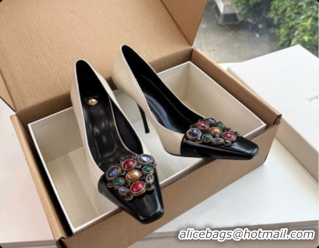 Reasonable Price Saint Laurent ICELAND Pumps in Smooth leather and Crystals Black/White 6091517 2026