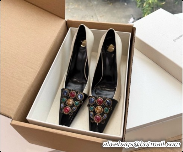 Reasonable Price Saint Laurent ICELAND Pumps in Smooth leather and Crystals Black/White 6091517 2026