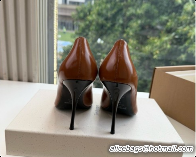 Shop Duplicate Saint Laurent ICELAND Pumps in Smooth leather and Crystals Brown 6091520 2026