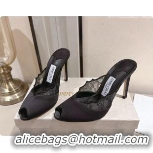 Low Cost Jimmy Choo Brigitte Mule 100 in Black Lace and Satin 10cm Heel 6091207 2026