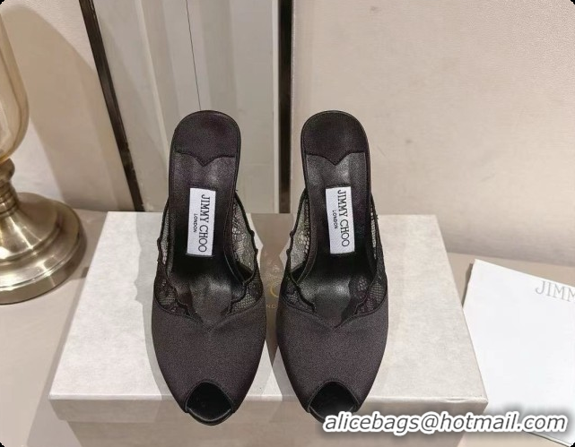 Low Cost Jimmy Choo Brigitte Mule 100 in Black Lace and Satin 10cm Heel 6091207 2026