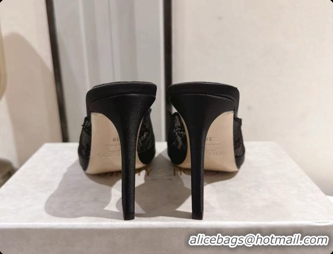 Low Cost Jimmy Choo Brigitte Mule 100 in Black Lace and Satin 10cm Heel 6091207 2026