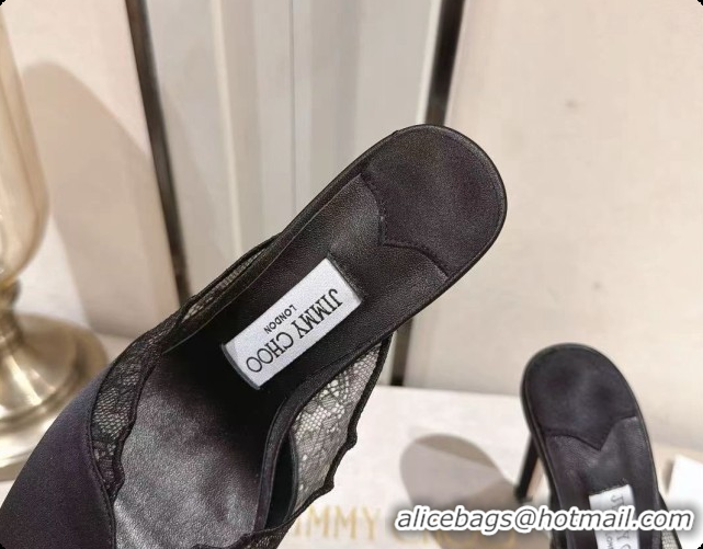 Low Cost Jimmy Choo Brigitte Mule 100 in Black Lace and Satin 10cm Heel 6091207 2026