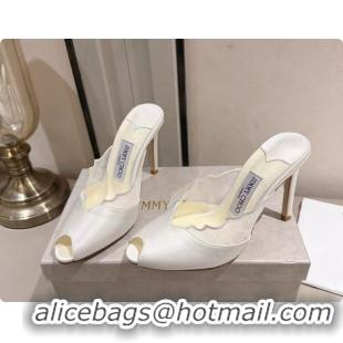 Best Price Jimmy Choo Brigitte Mule 100 in White Lace and Satin 10cm Heel 6091208 2026