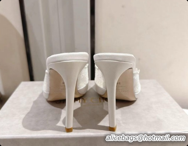 Best Price Jimmy Choo Brigitte Mule 100 in White Lace and Satin 10cm Heel 6091208 2026