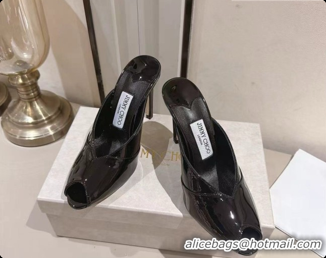 Best Design Jimmy Choo Brigitte Mule 100 in Black Patent Leather 10cm Heel 6091209 2026