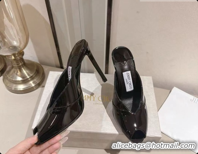 Best Design Jimmy Choo Brigitte Mule 100 in Black Patent Leather 10cm Heel 6091209 2026