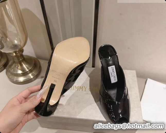 Best Design Jimmy Choo Brigitte Mule 100 in Black Patent Leather 10cm Heel 6091209 2026