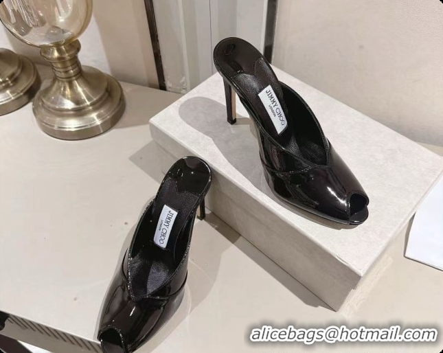 Best Design Jimmy Choo Brigitte Mule 100 in Black Patent Leather 10cm Heel 6091209 2026