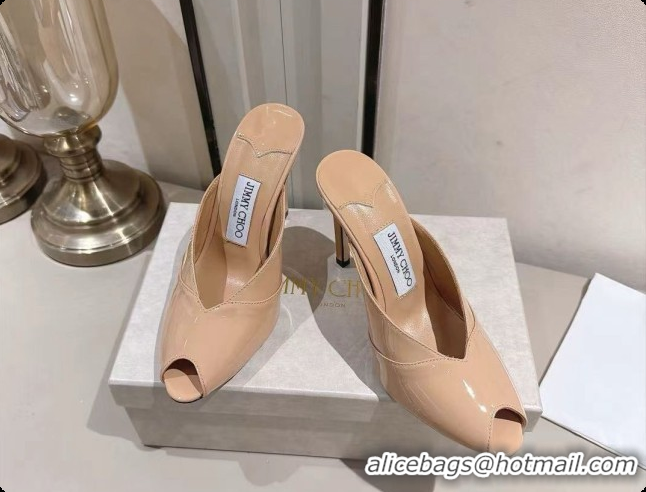 Low Price Jimmy Choo Brigitte Mule 100 in Beige Patent Leather 10cm Heel 6091210 2026