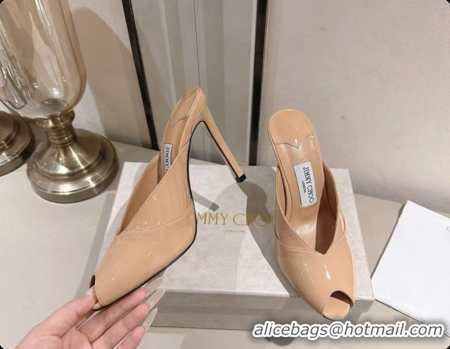 Low Price Jimmy Choo Brigitte Mule 100 in Beige Patent Leather 10cm Heel 6091210 2026