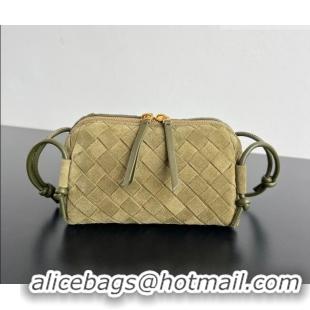 Top Grade Bottega Veneta Intrecciato Suede Concert Pouch Mini Bag 794258 Soil Brown 2026