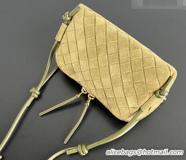 Top Grade Bottega Veneta Intrecciato Suede Concert Pouch Mini Bag 794258 Soil Brown 2026