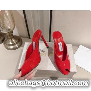 Stylish Jimmy Choo Brigitte Mule 100 in Red Patent Leather 10cm Heel 6091211 2026