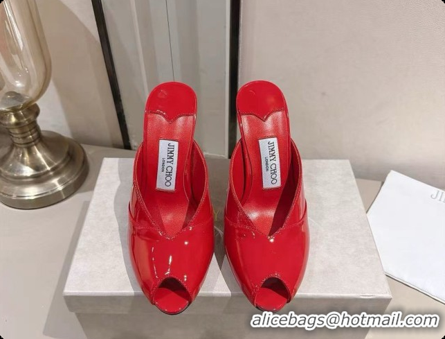 Stylish Jimmy Choo Brigitte Mule 100 in Red Patent Leather 10cm Heel 6091211 2026